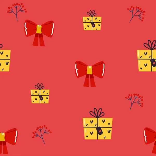 Милі Подарункові Коробки Безшовний Візерунок Векторний Барвистий Святковий Фон Подарунковими — стоковий вектор