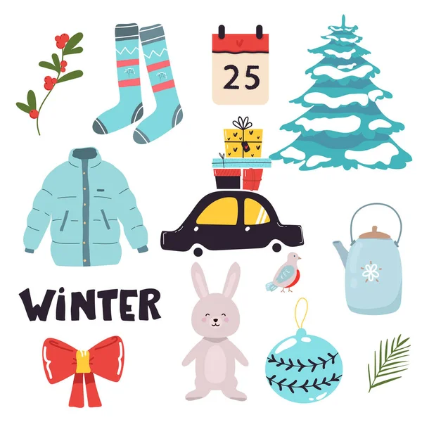 winter clothing big set consisting of down jacket, clothes for woman,  pants, shoes, hat, glove, sweater. colorful clothes, bright warm clothing,  clothing store. Flat vector hand drawn illustration 4795355 Vector Art at