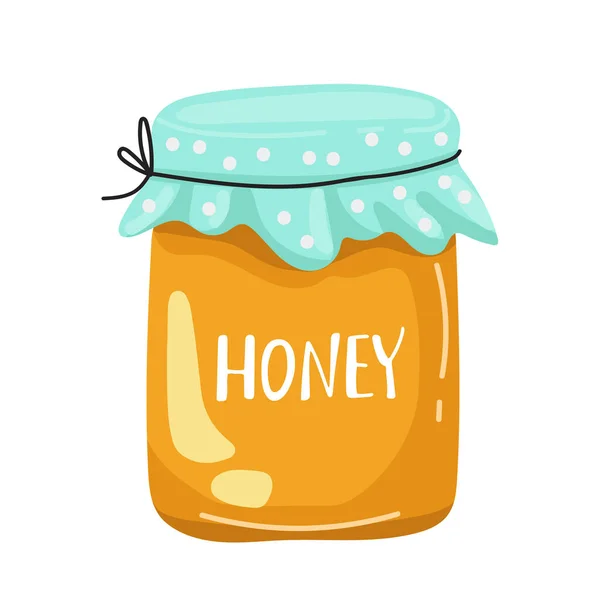 Isoliertes Vektor Honigglas Und Mit Honig Auf Weißem — Stockvektor