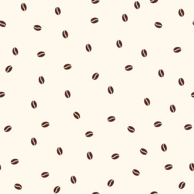 Kahve çekirdekleri pürüzsüz desen. Pastel tonlarda güzel bir iz. Tekstil, giysi, kafe, kafe ve dekor için arka plan. Sevimli illüstrasyon
