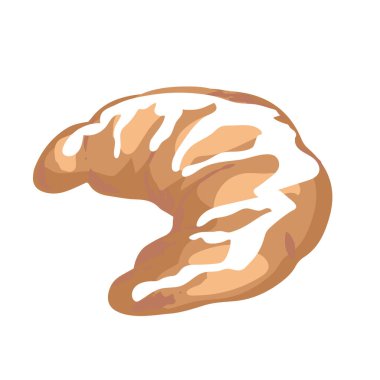 Kruvasan beyaz arka planda izole edilmiş. Güzel kruvasan üzerine pudra şekeri serpilmiş.