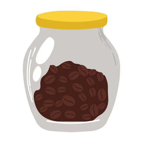 Vaso Vetro Trasparente Con Caffè Istantaneo Illustrazione Vettoriale Collezione Imballaggi — Vettoriale Stock