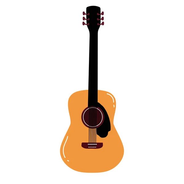 Illustration Vectorielle Guitare Bois Classique Corde Instrument Musique Cueilli Petite — Image vectorielle