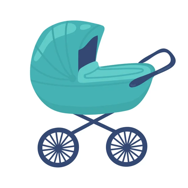 Vector Blue Stroller Isolated White Background — Stock Vector