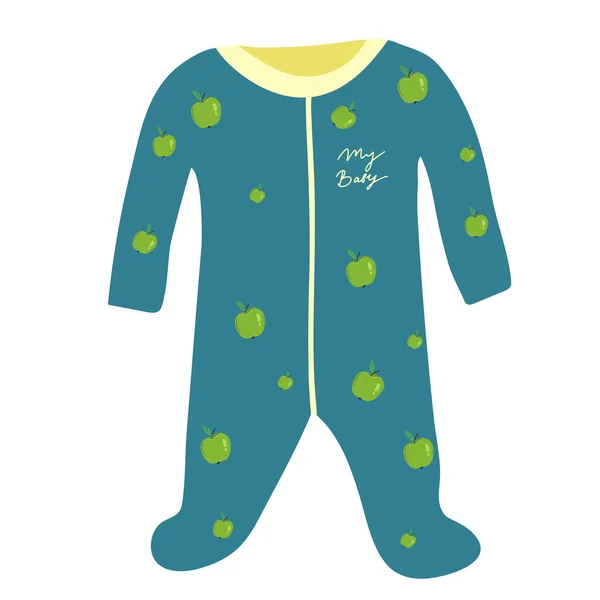 Kurzarm Baby Body Mit Print Mit Apfel — Stockvektor