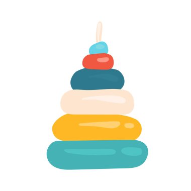 çocuk oyuncak piramit vektör çizimi beyaz üzerine izole.