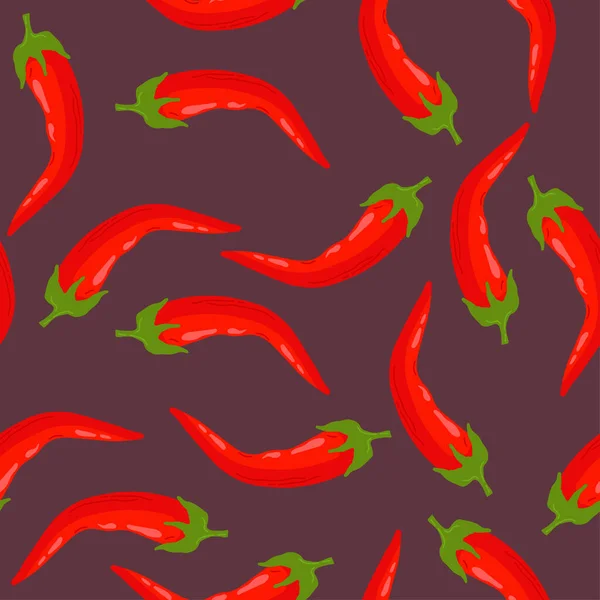 Бесшовный Рисунок Красным Чили Красном Фоне Векторная Иллюстрация — стоковый вектор