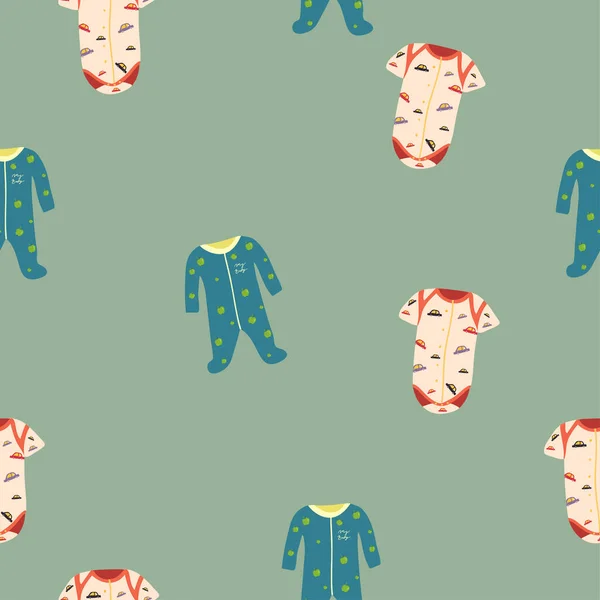 婴儿衣服 紧身衣 女孩或男孩无缝图案 用于印刷 招贴画 纺织品和季节性设计的矢量图解 — 图库矢量图片
