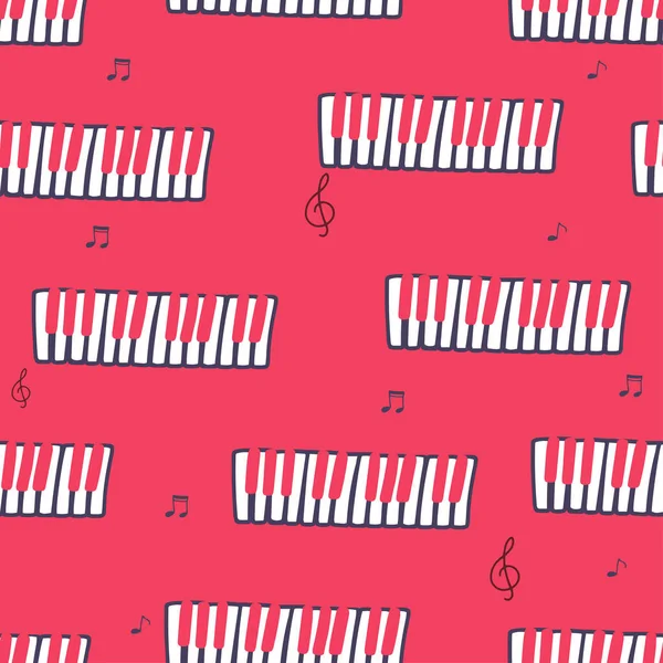 Caotico Pianoforte Ottave Musicali Pianoforte Coda Schizzo Modello Quadrato Doodle — Vettoriale Stock