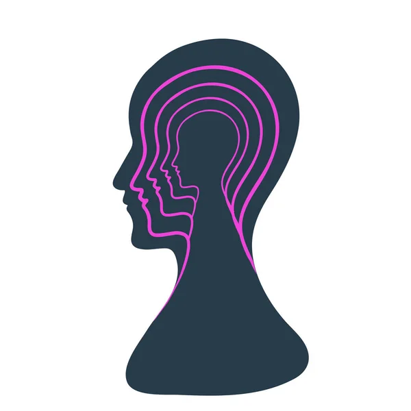 Bpd Simple Concept Minimalistic Icon Human Head Bipolar Disorder Borderline — Stock Vector