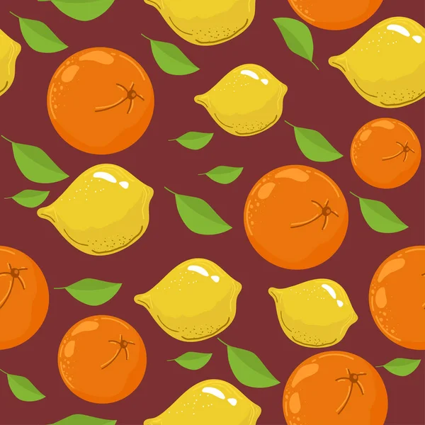 Citrus Seamless Pattern Trendy Summer Background Vector Bright Print Fabric — Stock Vector
