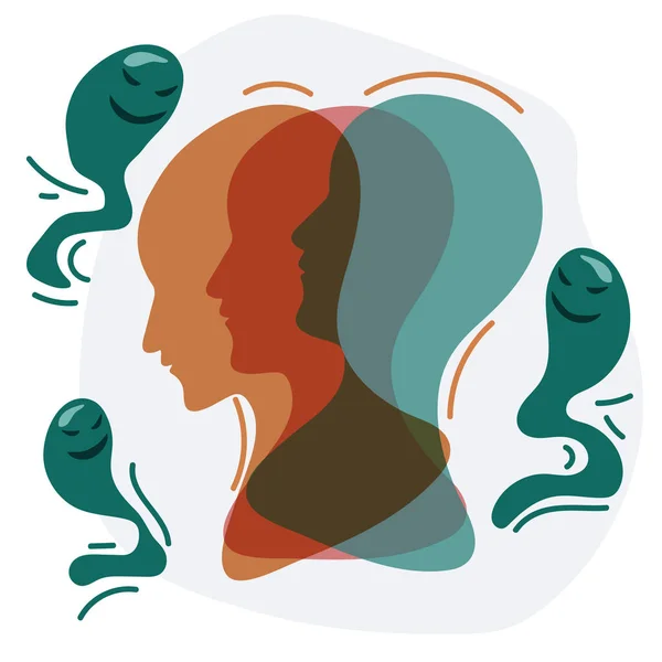 Schizophrenie Begriff Symbol Der Demenz Vektor Illustration Profil Einer Person — Stockvektor