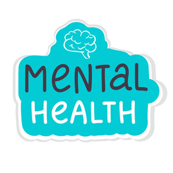 Vector Illustration Dünya Akıl Sağlığı Günü. Çıkartma.