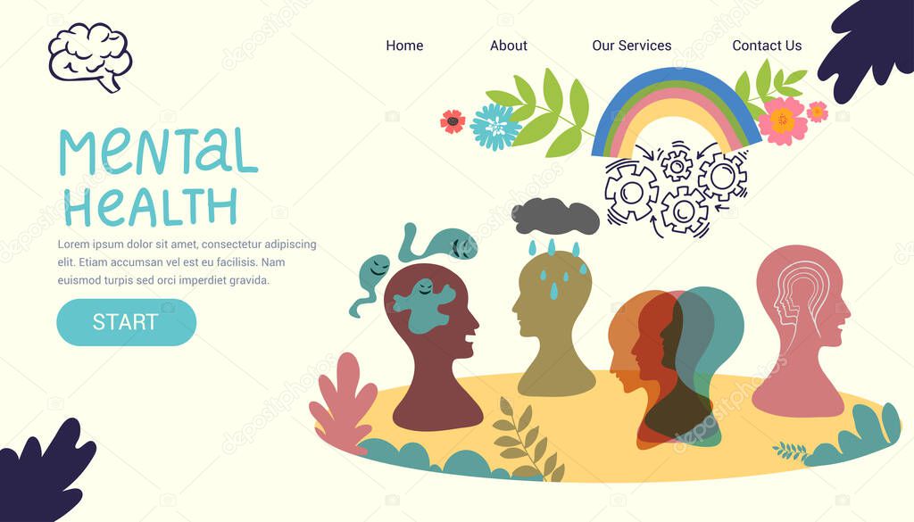 Mental health medical treatment vector illustration. specialist doctor work to give psychology love therapy for world mental health. for poster, flyer, cover, social media printing or website page