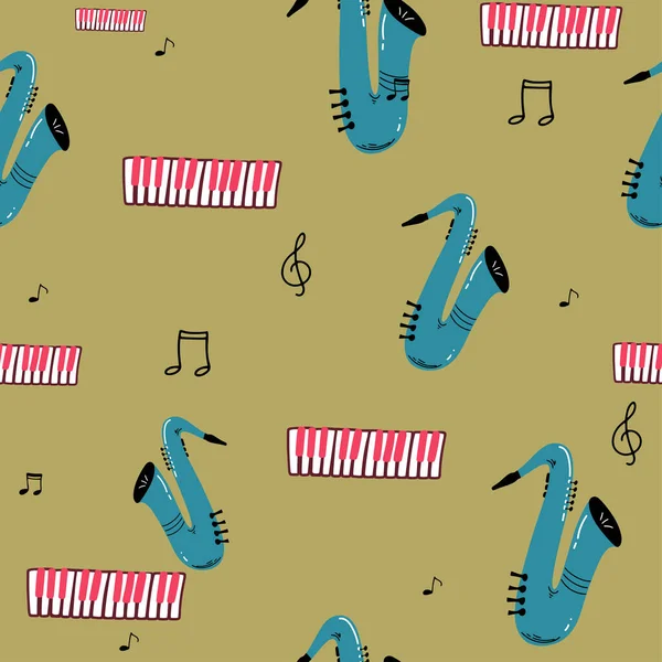 Motif Abstrait Chant Micro Sans Couture Avec Des Notes Musique — Image vectorielle