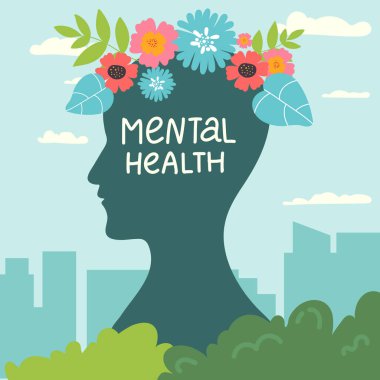 Zihinsel sağlık tedavisi vektör çizimi konsepti. Psikoloji terapisi için uzman doktorluk işi. Merdiven tasarımı olan küçük insanlar. Pankart, poster veya medya sosyal baskısı