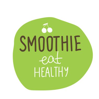 Smoothie el yazısıyla vektör logosu. Beyaz arkaplanda izole edilmiş fırça harfli tipografi. Ambalaj, menü, bayrak, amblem, çıkartma için sağlıklı detoks gıda logosu.