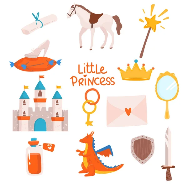 Set Fantasy Unicorns Other Items — Stock Vector