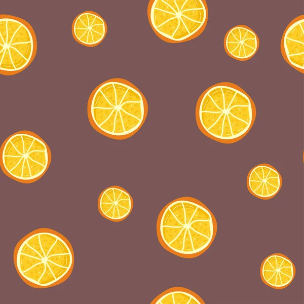 Motif Sans Couture Fruit Dessiné Main Avec Orange Illustration Vectorielle — Image vectorielle