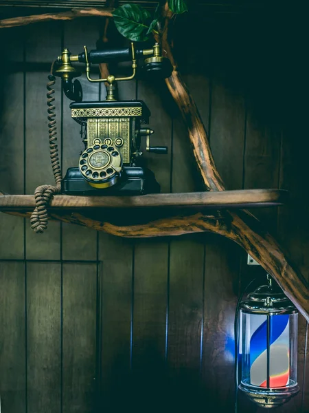 Barber shop light and Retro Phone - Vintage Telephone. Barber shop business
