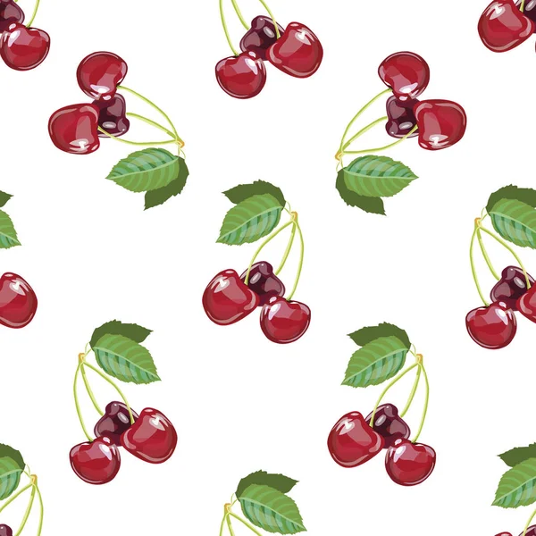 Бесшовный рисунок вишни. Векторная текстура для текстиля, обертывания, обоев и других поверхностей. — стоковый вектор