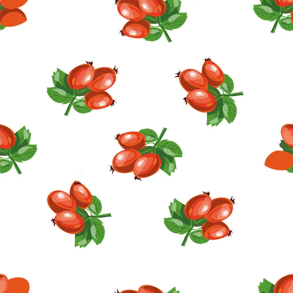 Шиповник или дикая роза ягода естественный осенний бесшовный узор — стоковый вектор