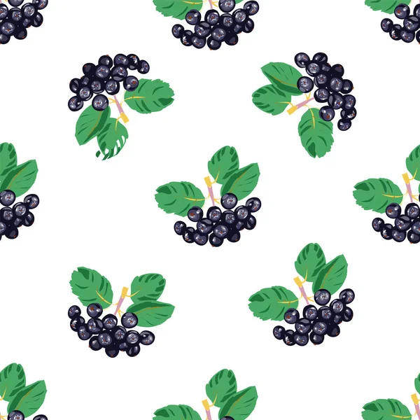 Chokeberry com folhas padrão sem costura vetor no branco —  Vetores de Stock