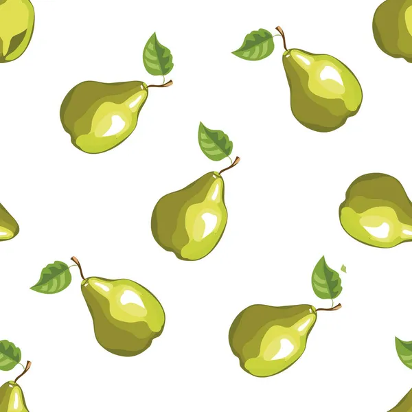 Patrón sin costuras con peras dibujadas. Ilustración de frutas para una alimentación saludable y alimentos orgánicos. Se puede utilizar para llenar diferentes formas, y como fondo, papel pintado — Vector de stock