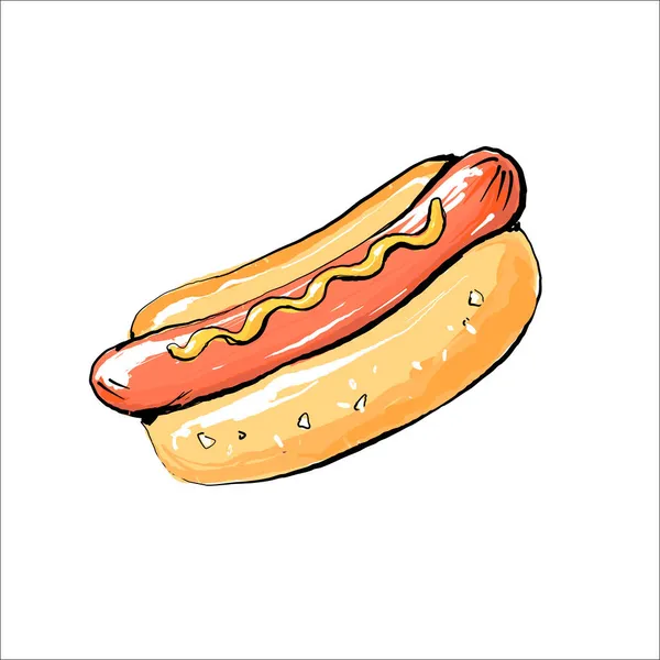 Hot dog vettoriale con senape. Illustrazione con semplici gradienti. Il tutto in un unico strato . — Vettoriale Stock
