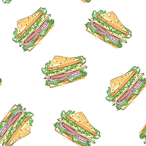 Сэндвич обертывание бесшовный узор на белом фоне — стоковый вектор
