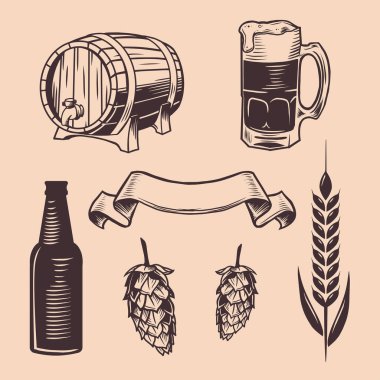 Vintage Beer Object - Wooden Barrel Illustration