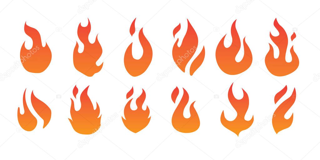 Vector fire flame icon set symbol of fire
