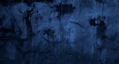 Duvar kağıdı dekoratif tasarımı için zemin olarak zengin mavi ve siyah arkaplan dokusu, kirli mavi beton duvar dokusu.