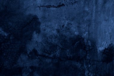 Duvar kağıdı dekoratif tasarımı için zemin olarak zengin mavi ve siyah arkaplan dokusu, kirli mavi beton duvar dokusu.