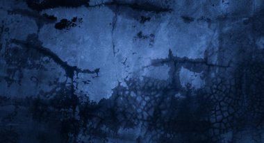 Duvar kağıdı dekoratif tasarımı için zemin olarak zengin mavi ve siyah arkaplan dokusu, kirli mavi beton duvar dokusu.