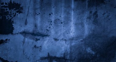 Duvar kağıdı dekoratif tasarımı için zemin olarak zengin mavi ve siyah arkaplan dokusu, kirli mavi beton duvar dokusu.