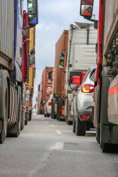 traffic jam with trucks in the port of Hamburg