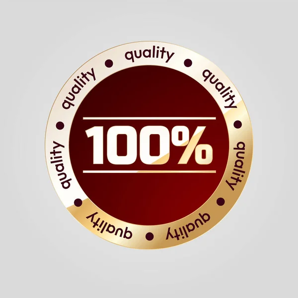 Červený Zlatý Odznak 100 Zajištění Kvality — Stockový vektor