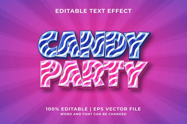 Efeito Texto Editável Candy Party Template Estilo Vetor Premium — Vetor de Stock