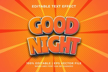 Düzenlenebilir metin efekti - İyi Geceler 3d şablon biçim premium vektörü