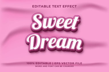 Düzenlenebilir metin efekti - Tatlı Rüya 3d şablon biçimi premium vektörü