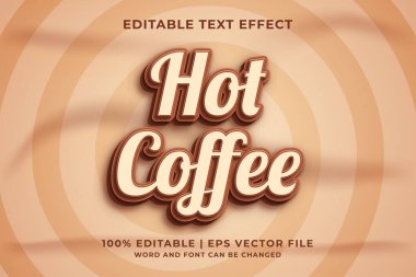 Düzenlenebilir metin efekti - Sıcak Kahve 3d şablon biçimi premium vektörü