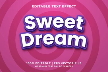 Düzenlenebilir metin efekti - Tatlı Rüya 3d şablon biçimi premium vektörü