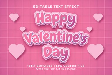 Düzenlenebilir metin efekti - Sevgililer Günü 3d şablon biçim premium vektörü