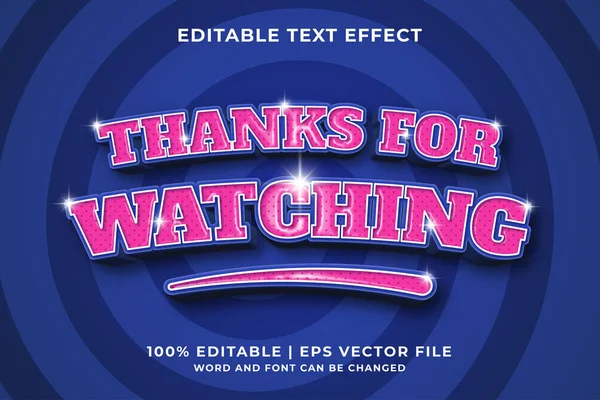 stock vector Editable text effect - Thanks For Watching 3d template style premium vector