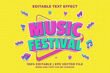 Düzenlenebilir metin efekti - Müzik Festivali şablon biçimi premium vektörü