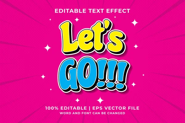 Editable Text Effect Let Cartoon Template Style Premium Vector — Vetor de Stock