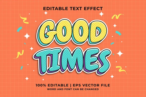 Bewerkbaar Teksteffect Good Time Cartoon Template Stijl Premium Vector — Stockvector
