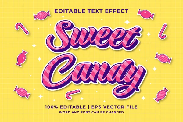 Επεξεργάσιμο Εφέ Κειμένου Sweet Candy Cartoon Πρότυπο Στυλ Πριμοδότηση Διάνυσμα — Διανυσματικό Αρχείο