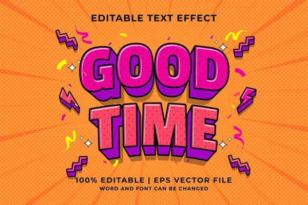 Editable Text Effect Good Time Cartoon Template Style Premium Vector — Stock Vector